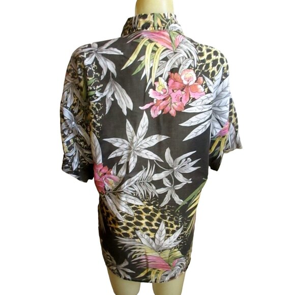 Vintage Women's Hawaiian Top Medium 1970's Wild Print Buttery Thin Judy Bond Med - Picture 4 of 6